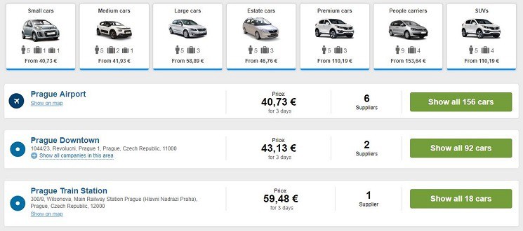 Prague Airport Car Rentals