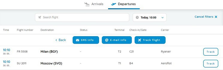 Prague Airport Departures and Arrivals